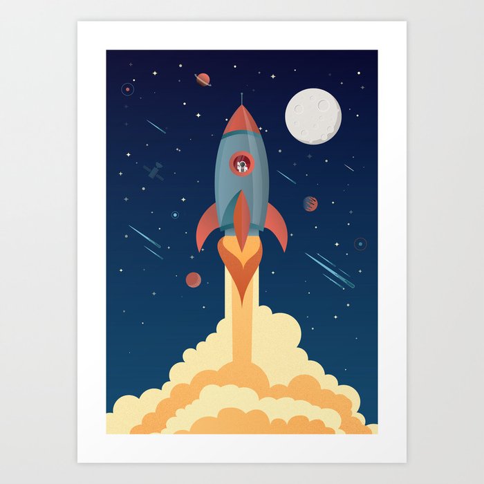 Space rocket launching Art Print