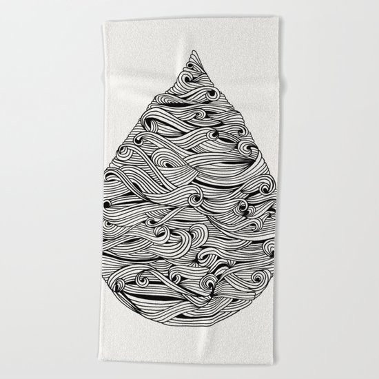 Water Drop – Black Ink Beach Towel