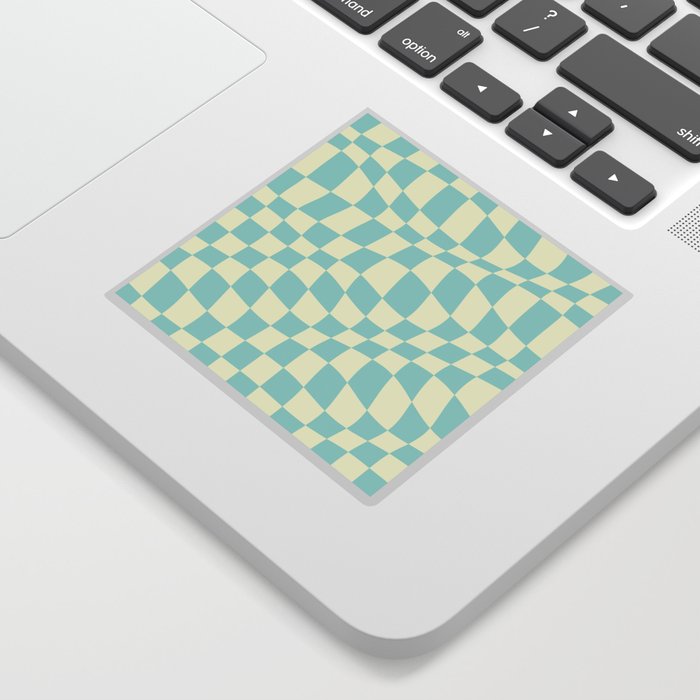 Warped Checkered Pattern (mint blue/cream) Sticker
