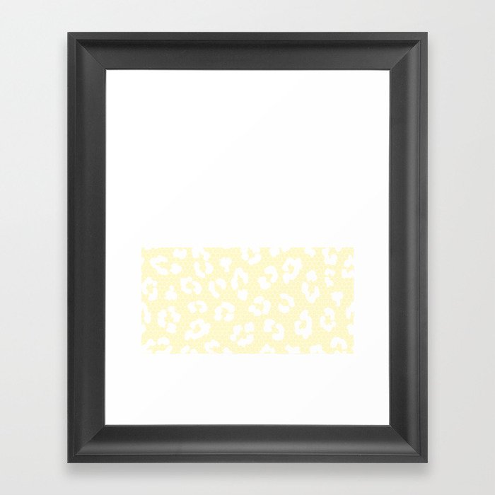 White Leopard Print Lace Horizontal Split on Butter Yellow Framed Art Print