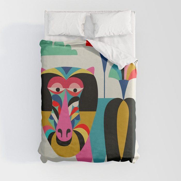 Mid Century Baboon Duvet Cover