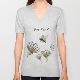 Bee kind buzzy bumble bee with flowers V Neck T Shirt