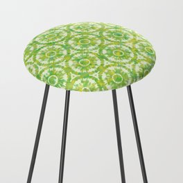 Mojito dance. Watercolor seamless pattern of green and yellow colors in Tie-Dye style Counter Stool