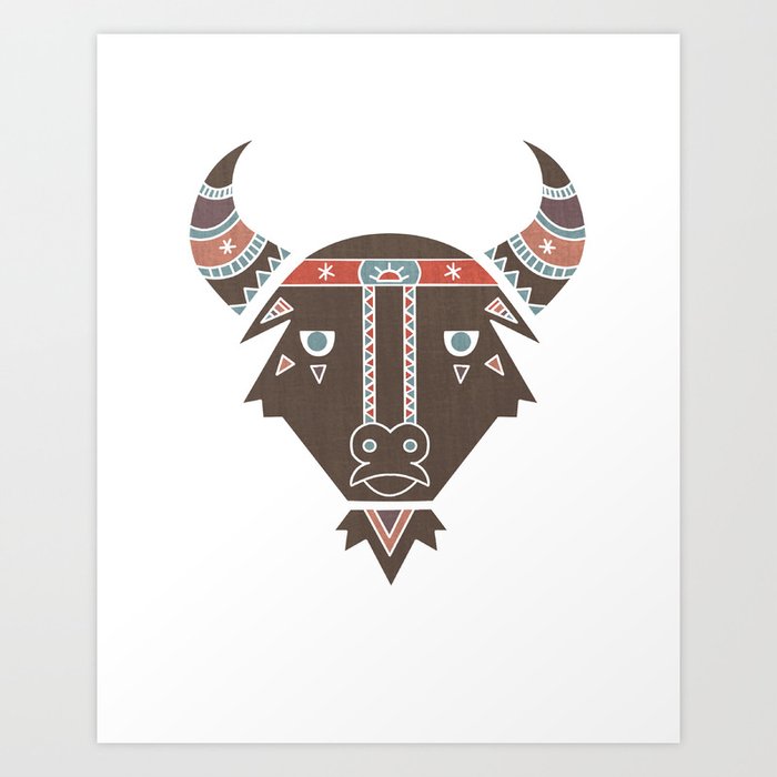 Brown Buffalo Totem Art Print