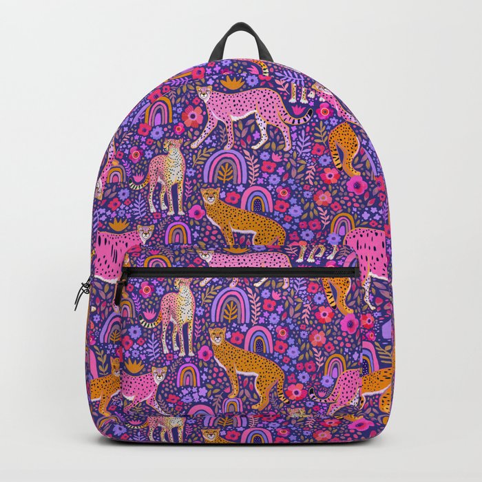 Cheetah in a Rainbow Garden Backpack