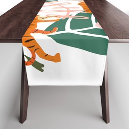 Tropical Leaves Tiger Nature Animals Abstract Print Table Runner