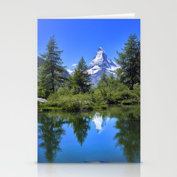 Matterhorn, 4.478 meters. Grindjisee lake. Switzerland Alps Stationery Cards