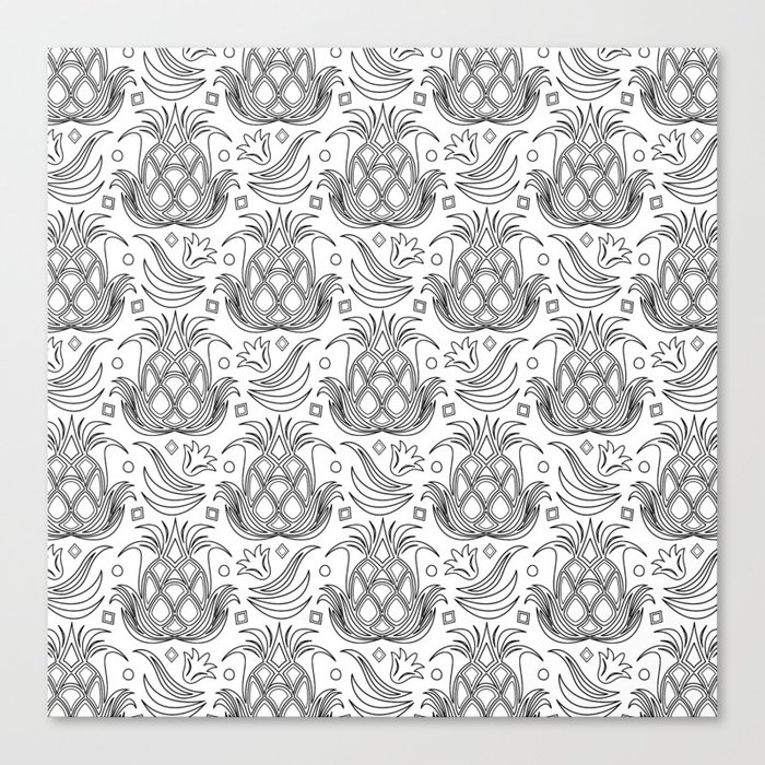 Pineapple Deco // Black & White Canvas Print