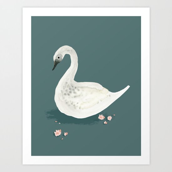 Watercolor Swan Art Print