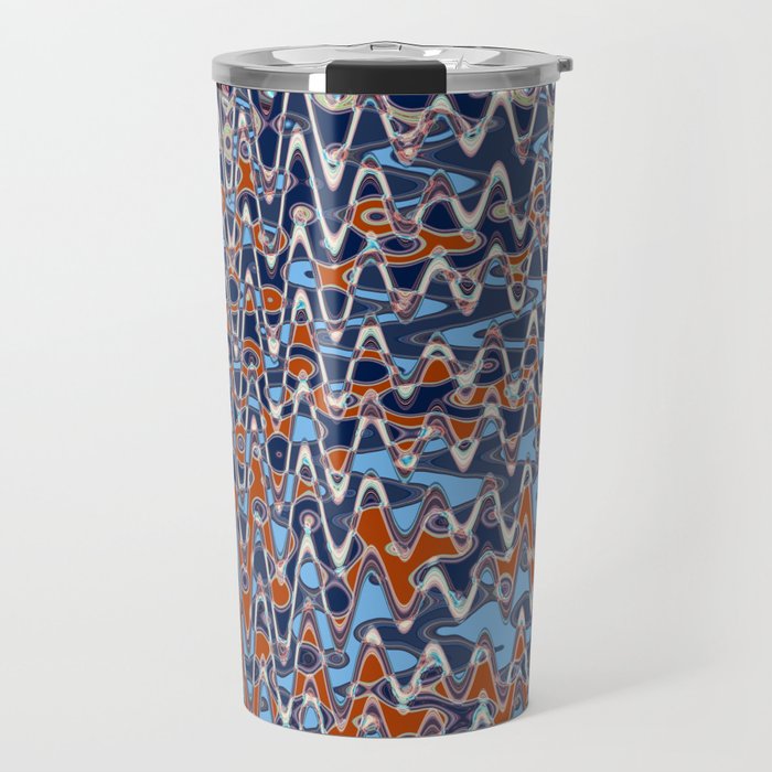 Distorted Red And Blue Pattern Travel Mug