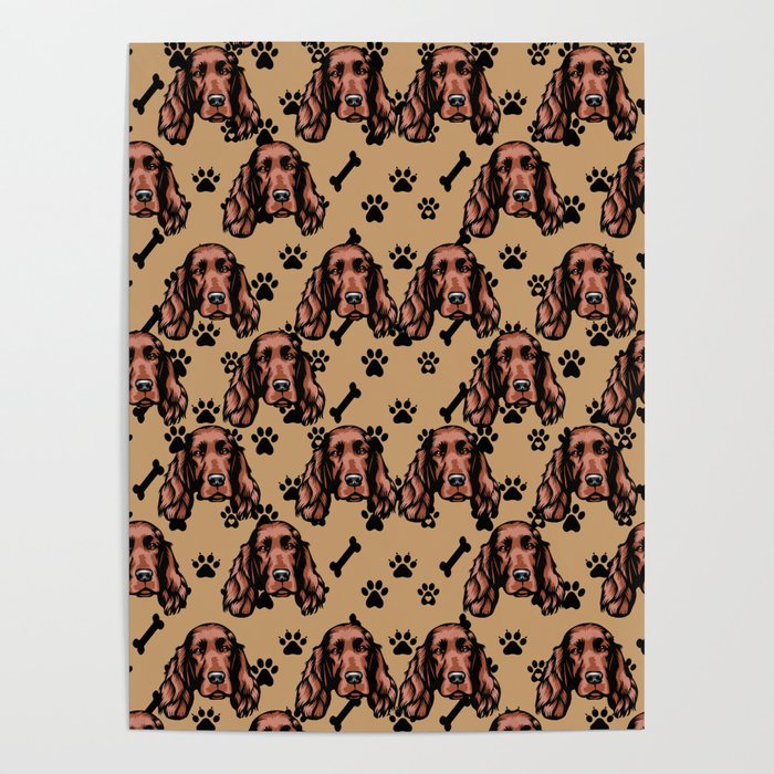 All over dog face pattern design. Poster