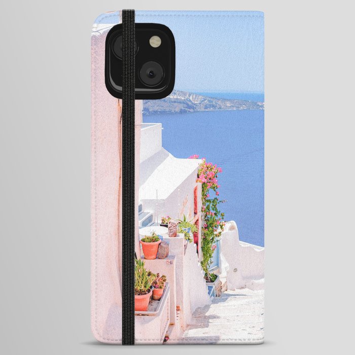 Santorini Greece Mamma Mia Pink Street iPhone Wallet Case