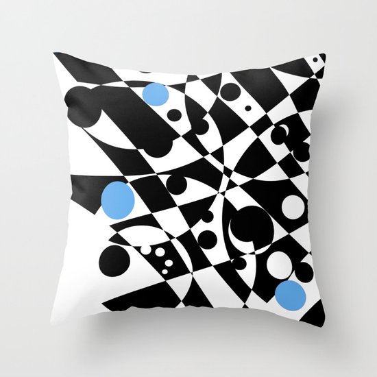 Black and Blue and White All Under Throw Pillow