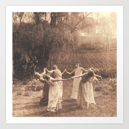 Circle Of Witches Vintage Women Dancing Art Print