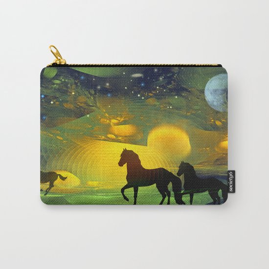 Awakening, Mysterious mixed media art with horses Carry-All Pouch