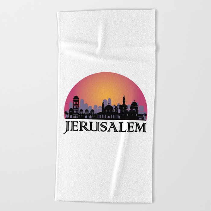 Jerusalem Old City Skyline - Israel Travel Beach Towel
