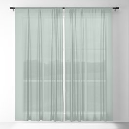 Subdued Billiard Green-Blue Gray Grey Single Solid Color Coordinates with PPG Dusty Aqua PPG10-29 Sheer Curtain