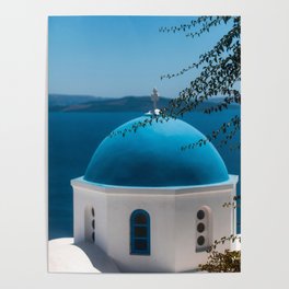 Santorini church Poster