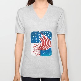 Stripes and Starry Night V Neck T Shirt