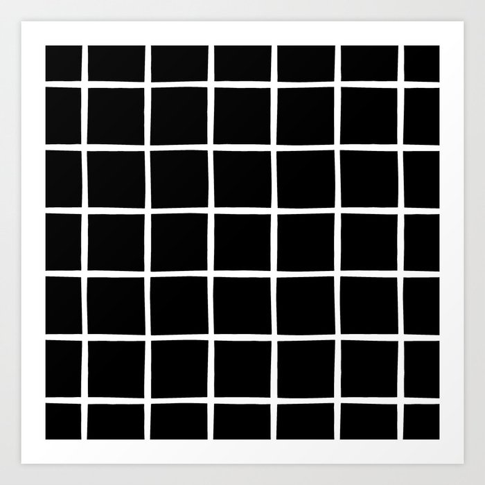 Clumsy Grid Pattern Black and White Art Print