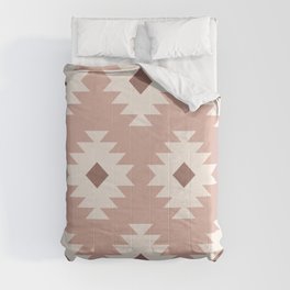 Southwestern Pattern 530 Beige Brown and Dusty Rose Comforter