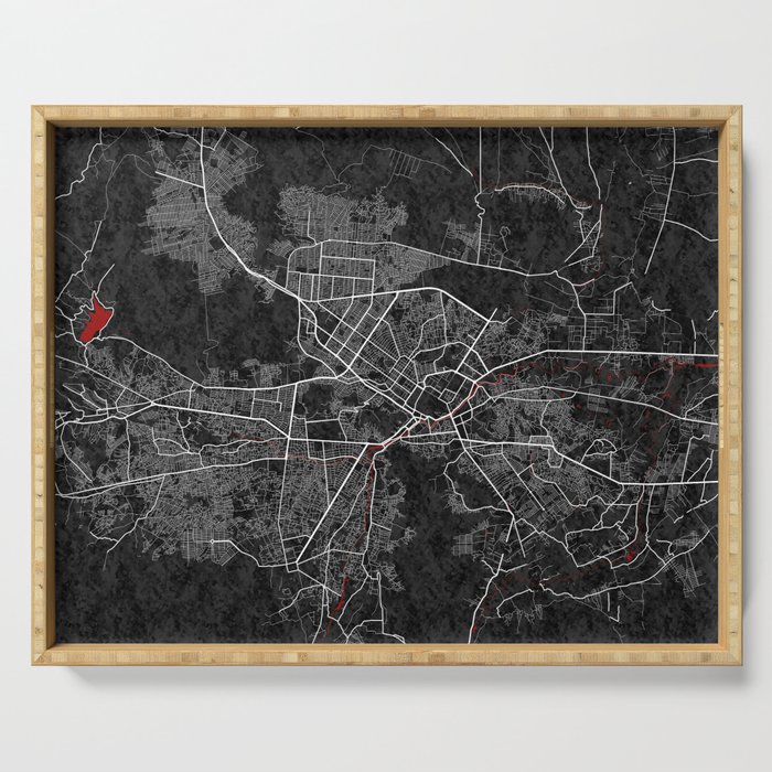 Kabul, Afghanistan City Map - Oriental  Serving Tray