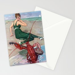 Lobster Attack! during your Vintage Beach Vacation Stationery Cards