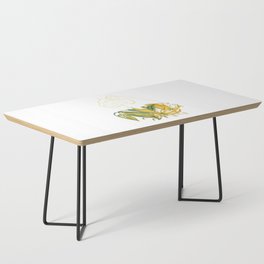 Yellow Lily Line Art Turned Tiger Head Coffee Table