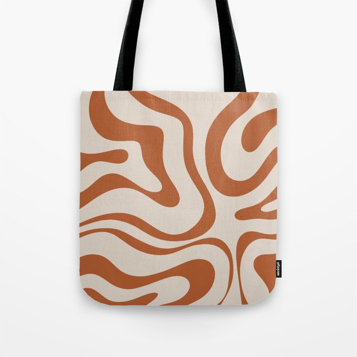 Modern Retro Liquid Swirl Abstract Pattern in Clay and Putty Tote Bag