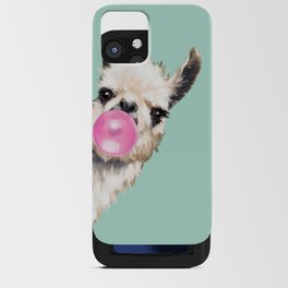 Bubble Gum Sneaky Llama in Green iPhone Card Case