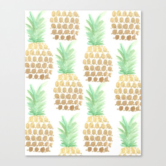 24K Gold Pineapples Canvas Print