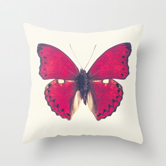 Red Butterfly Throw Pillow