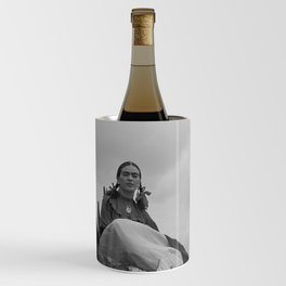 Frida Kahlo, seated next to an agave black and white Mexican portrait photograph - photography - photographs by Toni Frissell Wine Chiller