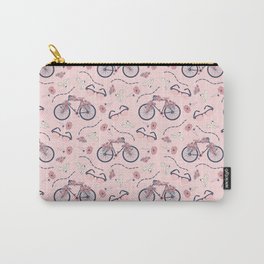 Bicycle Adventure Seamless Pattern | Pink Carry-All Pouch