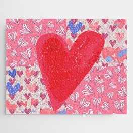 Quilted Heart Valentines Day Anniversary Pattern Jigsaw Puzzle