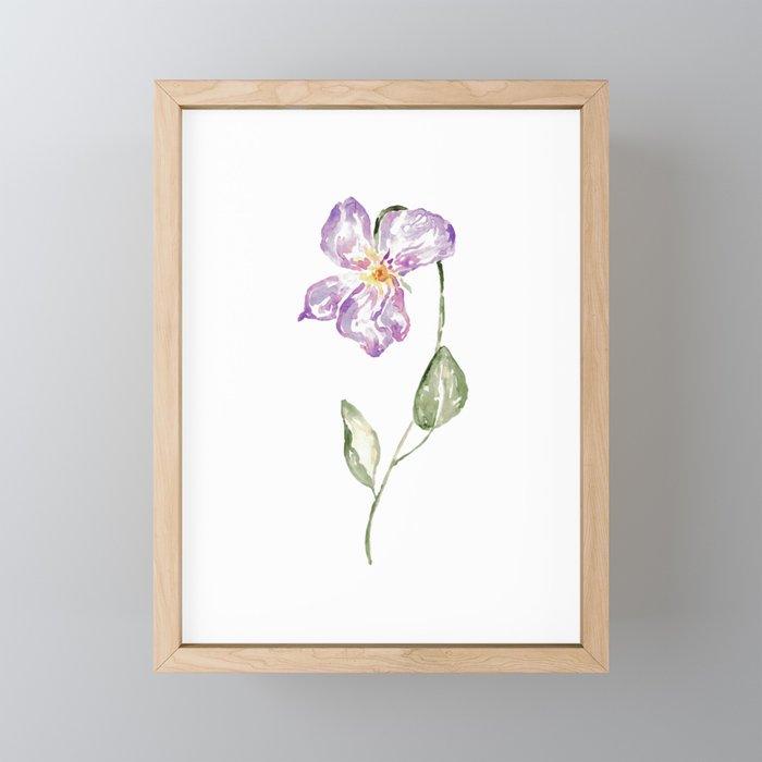 Viola flowers Watercolor Painting  Framed Mini Art Print