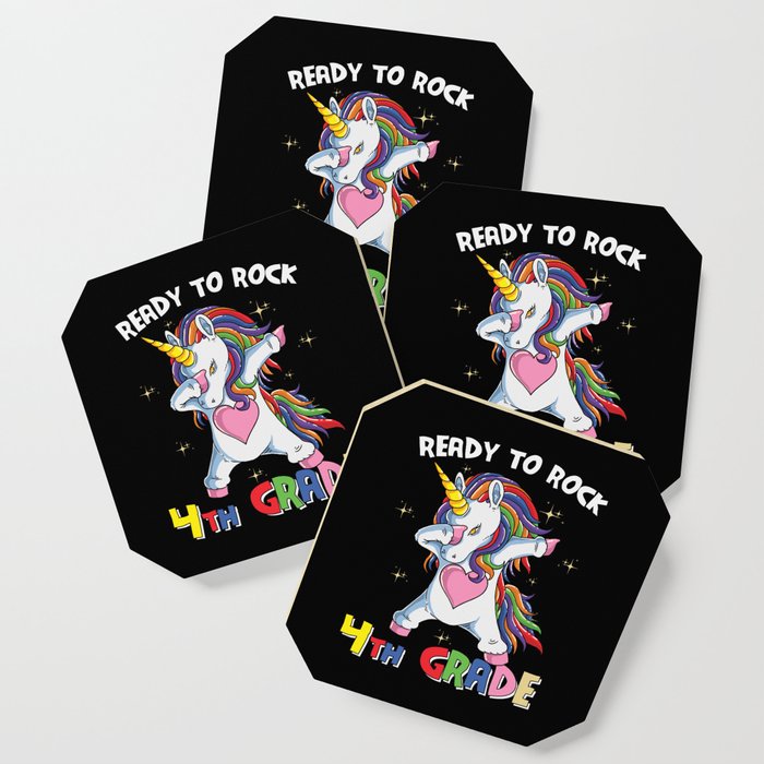 Ready To Rock 4th Grade Dabbing Unicorn Coaster