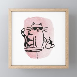 I do what I want coffee cat Framed Mini Art Print