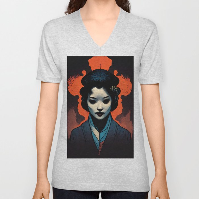 The Ancient Spirit of the Geisha V Neck T Shirt