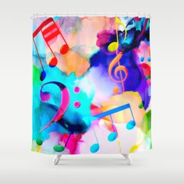 Color Pop Musical Notes Shower Curtain | Triplet, Musician, Treble, Music, Eighthnote, Sound, Musical, Collage, Song, Notes 