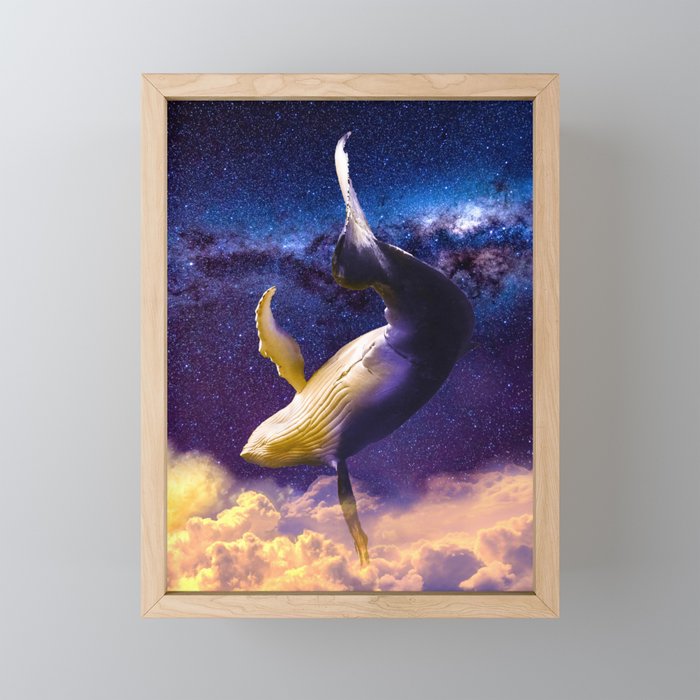 Dream Whale at Night Framed Mini Art Print