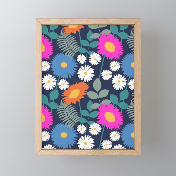 Naive Summer Flowers  Framed Mini Art Print