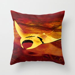 The giant devil ray in rays of the sun Throw Pillow