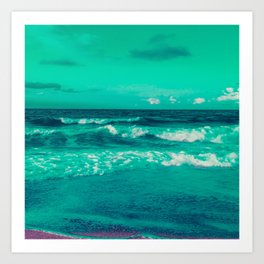 Green Ocean Waves Cinematic Art Print