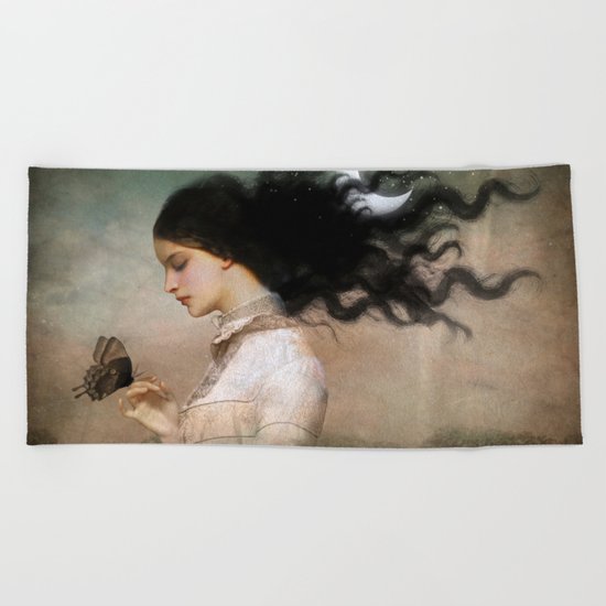 she likes the night Beach Towel