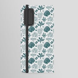 Teal Blue Coral Silhouette Pattern Android Wallet Case