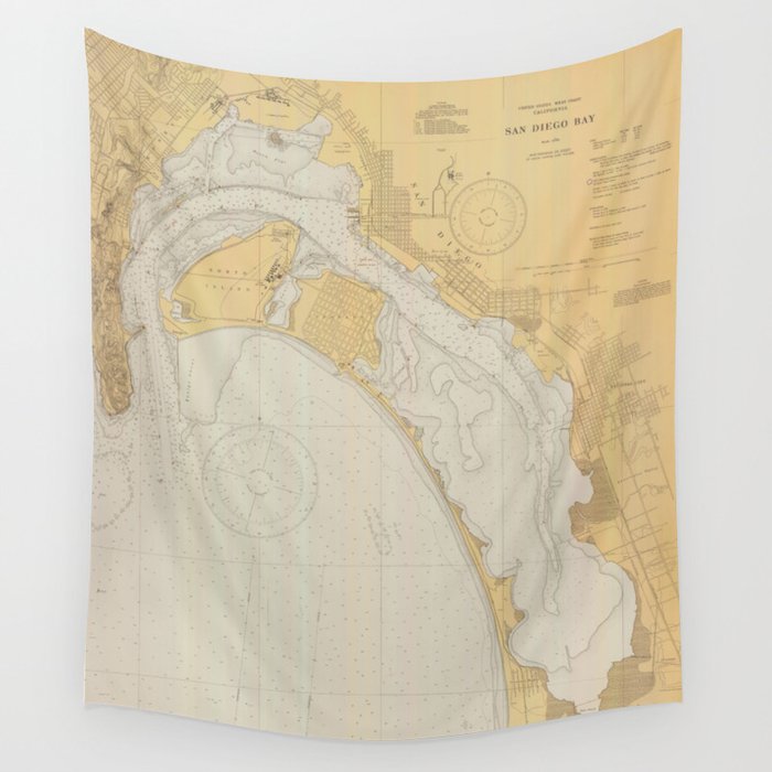 Vintage Map of San Diego CA (1935) Wall Tapestry by BravuraMedia  Society6