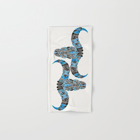 Water Buffalo Skull – Black & Blue Hand & Bath Towel