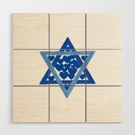 Jewish Star with Hearts Wood Wall Art