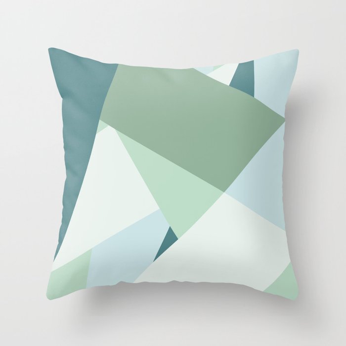Modern abstract beach color block geometric stripes blue green pattern Throw Pillow